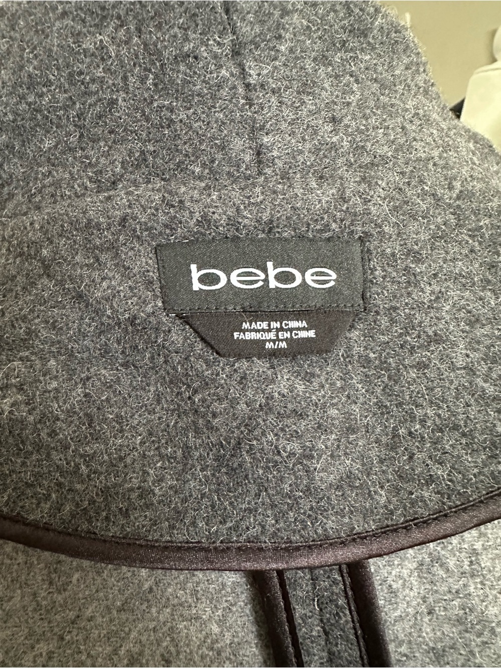 bebe Charcoal Gray Belted Shawl-Collar Trench Coat - Picture 7 of 9